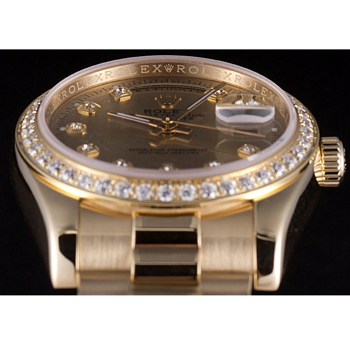 Aaa replica Steel Gold Yellow Plated Stainless Dial Gold 18k Rolex Day-Date 0514